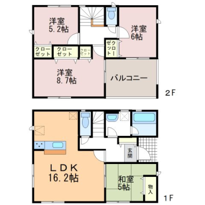  �y�Ԏ��}�z1�����@���邢16.2����LDK�ƁA�q�Ԃɂ��s�b�^���ȓƗ��a������������4LDK�B�S�����Ɏ��[������A����2�K��8.7����Q���͍L�X�Ƃ�����Ƃ肪���͂ł��B