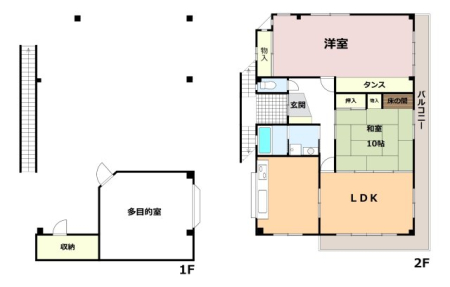  1�K�i���ԏ�E���ړI���E���[�j2�K�iLDK�E�m���E�a���j