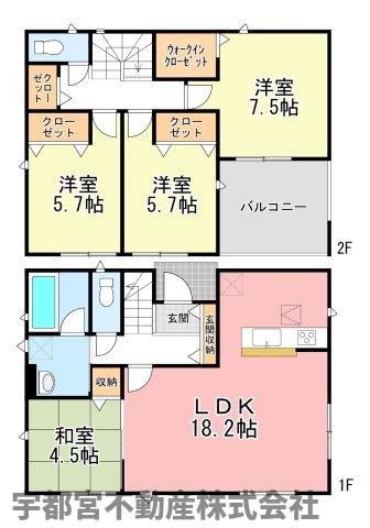  �y�Ԏ��}�z4�����@18.2����LDK�ƁA�Ǝ������ɗD�ꂽ1�K�̘a�������͂�4LDK�I�S�����Ɏ��[������A2�K�ɂ̓E�H�[�N�C���N���[�[�b�g�������B��Ƃ肠��L���ƍ������[�͂ŁA�Ƒ������K�ɉ߂����܂��B