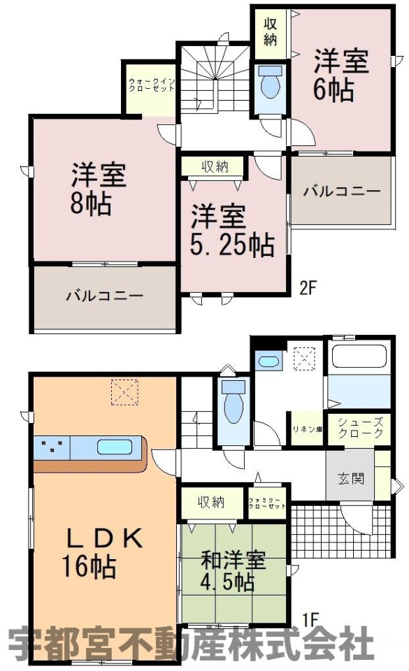  �y�Ԏ��}�z2�����@16���̍L�XLDK�ɉ����A1�K�ɘa�m���Ƒ�e�ʂ̃t�@�~���[�N���[�[�b�g��������Ǝ������̗ǂ��Ԏ��ł��B2�K��WIC��2�̃o���R�j�[������A�Ƒ��S������Ƃ�������ĕ�点�܂��B