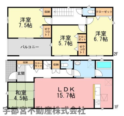  �y�Ԏ��}�z1�����@15.7���̍L�XLDK�Ɨאڂ���a���ŁA�J��������Ƒ��c��񂪊����܂��B�S�����Ɏ��[���������A2�K��3�������Ɨ������������߁A�v���C�o�V�[���؂ɂ��������Ƒ��Ƀs�b�^���ł��B