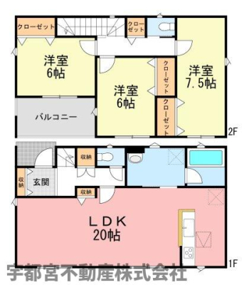  �y�Ԏ��}�z2�����@20���̍L�X�Ƃ���LDK�������3LDK�ł��B�S�����Ɏ��[������A2�K�̊e������6���ȏ�̂�Ƃ肠��݌v�B����肪�W�񂳂ꂽ�Ǝ������̗ǂ����������͂ł��B